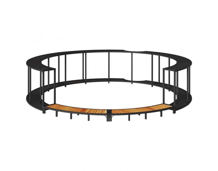 Sonata H Покрив за джакузи със склад и дървена стъпка черен полиратан