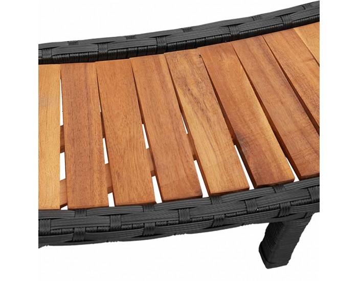 Sonata H Покрив за джакузи със склад и дървена стъпка черен полиратан