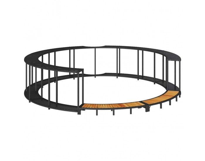 Sonata H Покрив за джакузи със склад и дървена стъпка черен полиратан