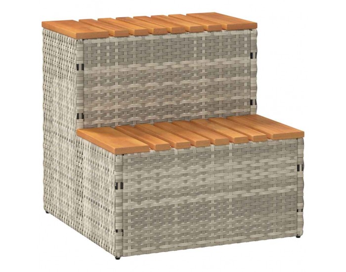 Sonata H Стъпало за джакузи Светло сиво 50x50x50,5 cm Поли ратан Sonata H Стъпало за джакузи Светло сиво 50x50x50,5 cm Поли ратан
