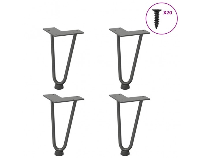 Sonata H Крака за маса за коса 4 бр антрацит 20 см масивна стомана