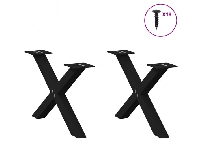 Sonata H Крака за масичка за кафе с форма на X 2 бр. черни 60x(30-31) cm