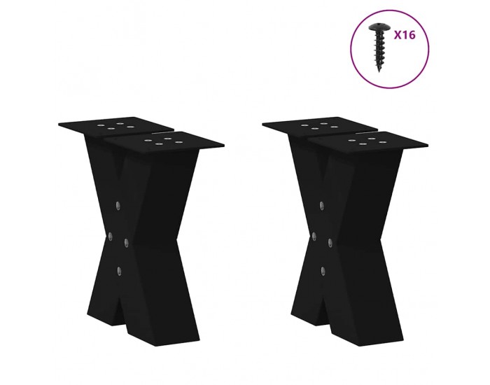 Sonata H Крака за масичка за кафе с форма на X 2 бр. черни 40x(30-31) cm
