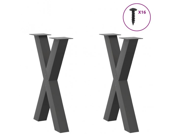 Sonata H Крака за маса за хранене с форма на X 2 бр. антрацит