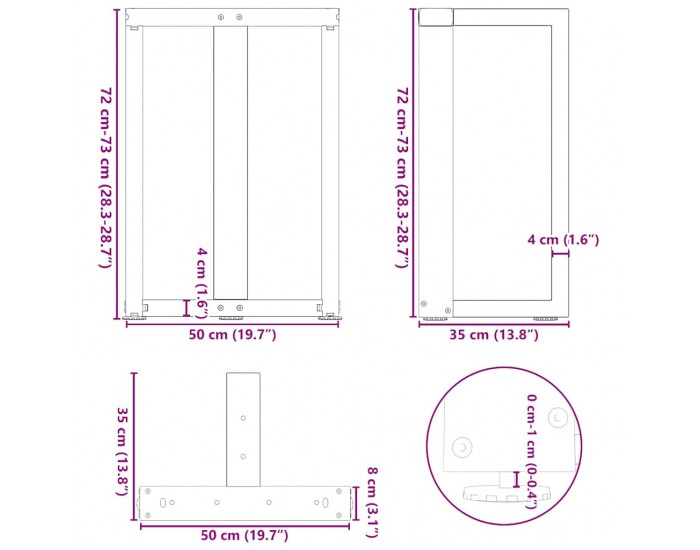 Sonata H Крака за трапезна маса с форма на тройка 2 бр Антрацит Стомана