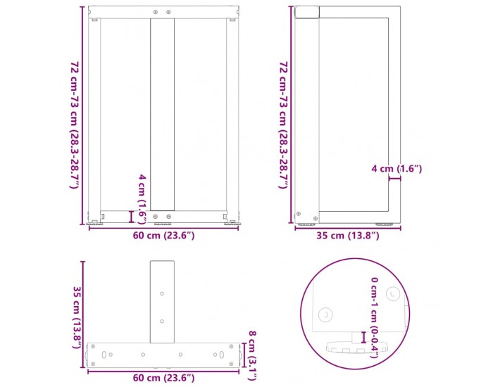 Sonata H Крака за трапезна маса с форма на тройка 2 бр. черни стомана