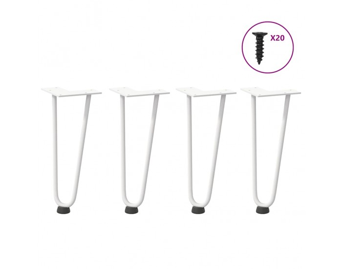 Sonata H Крака за маса за коса 4 бр бели 30 см масивна стомана