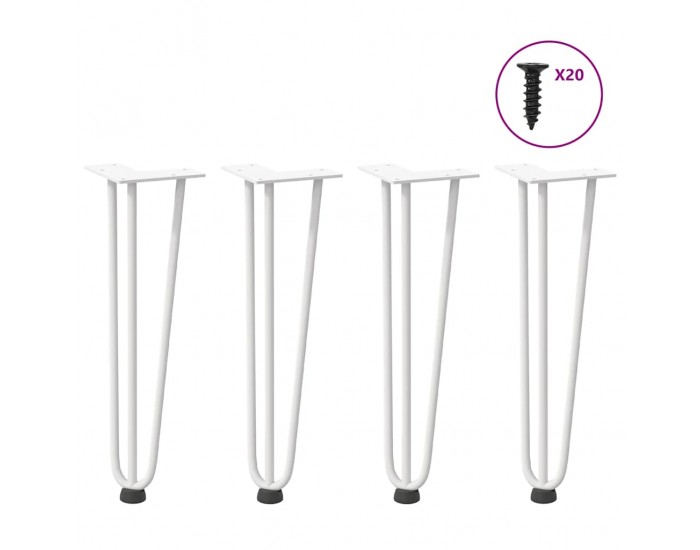 Sonata H Крака за маса за коса 4 бр бели 42 см масивна стомана