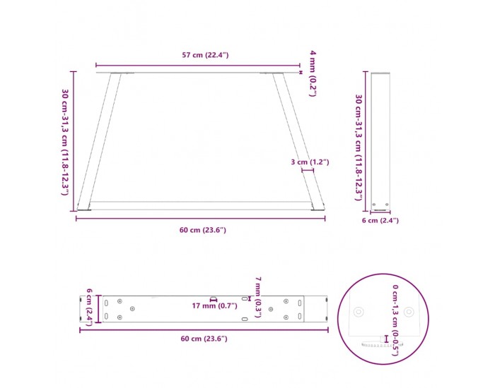 Sonata H Крака за трапезна маса V-образна форма 2 бр. бели