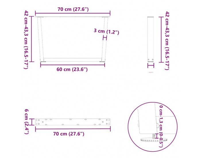 Sonata H Крака за трапезна маса V-образна форма 2 бр. бели