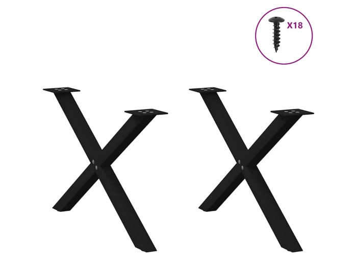 Sonata H Крака за масичка за кафе с форма на X 2 бр. черни 70x(42-43) cm