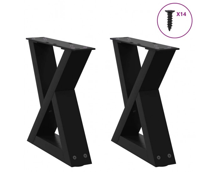 Sonata H Крака за масичка за кафе 2 бр. черни 40x(30-31,3) cm стомана