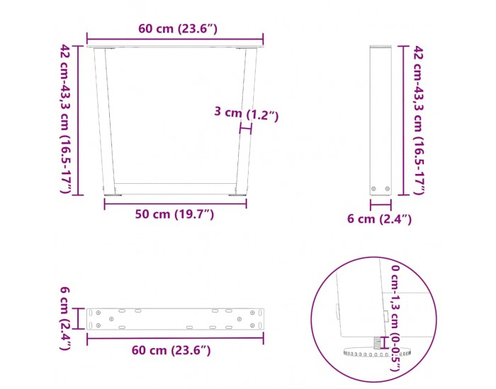 Sonata H Крака за трапезна маса V-образна форма 2 бр. черни