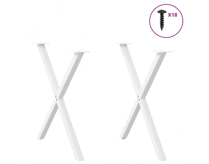 Sonata H Крака за маса за хранене с форма на X 2 бр. бели 70x(72-73) cm