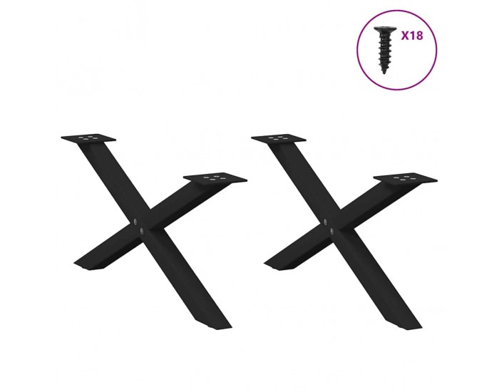 Sonata H Крака за масичка за кафе с форма на X 2 бр. черни 70x(30-31) cm