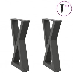 Sonata H Крака за масичка за кафе 2 бр. антрацит 28x(42-43,3) cm стомана - Части за Маси