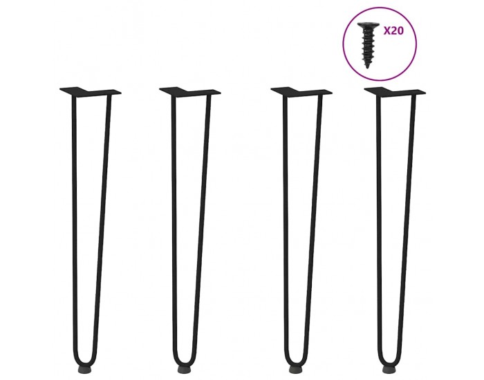 Sonata H Крака за маса за коса 4 бр черни 72 см масивна стомана