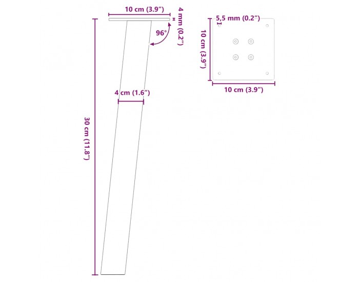 Sonata H Крака за масичка за кафе 4 бр бели 30 см стомана