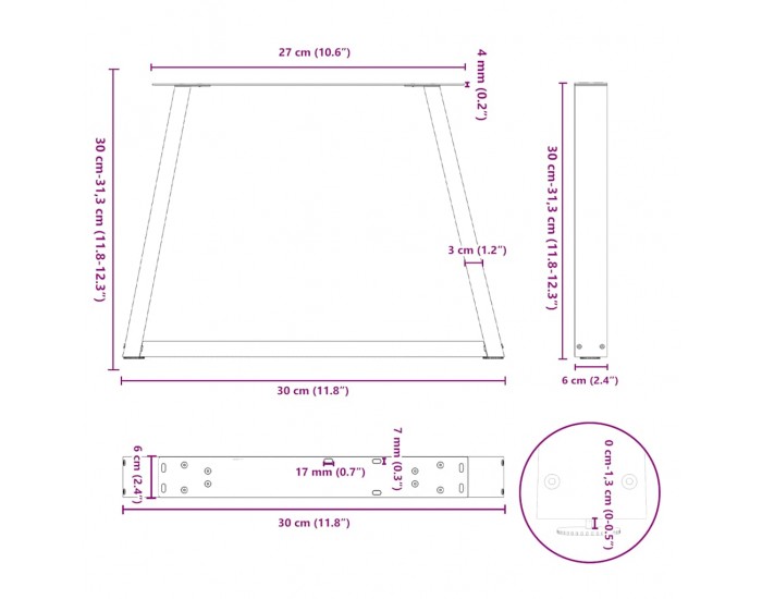 Sonata H Крака за трапезна маса V-образна форма 2 бр. бели