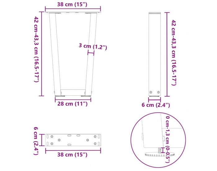 Sonata H Крака за трапезна маса V-образна форма 2 бр. бели