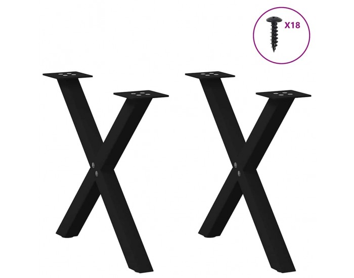Sonata H Крака за масичка за кафе с форма на X 2 бр. черни 60x(42-43) cm