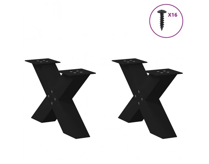 Sonata H Крака за масичка за кафе с форма на X 2 бр. черни 60x(30-31) cm