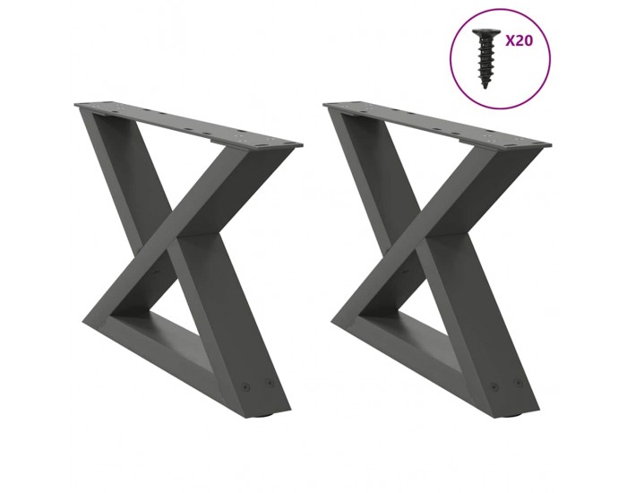 Sonata H Крака за масичка за кафе 2 бр. антрацит 60x(30-31,3) cm стомана