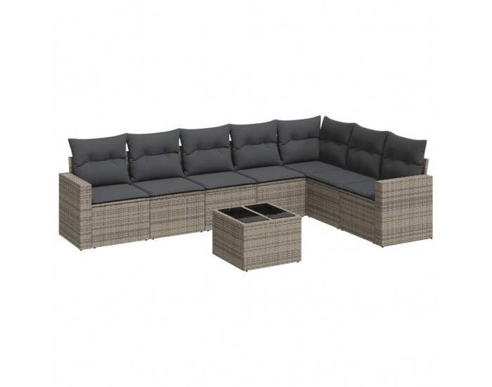 Sonata H Градински комплект диван с възглавници 8 части сив полиратан