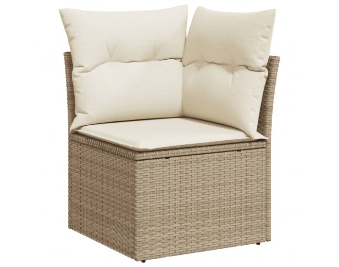 Sonata H Градински диван с възглавници, 8 части, бежов полиратан