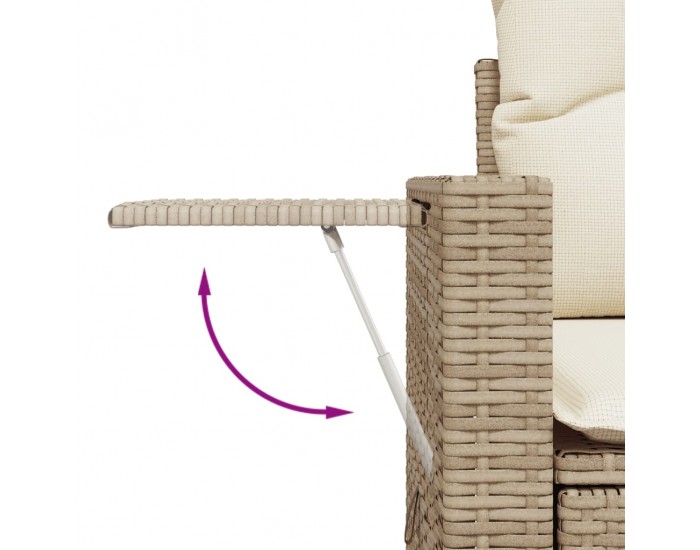 Sonata H Градински диван с възглавници, 8 части, бежов полиратан