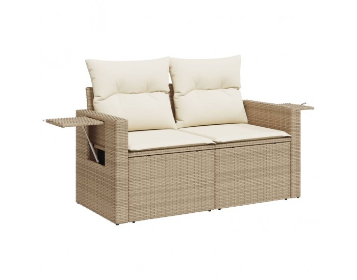 Sonata H Градински диван с възглавници, 8 части, бежов полиратан