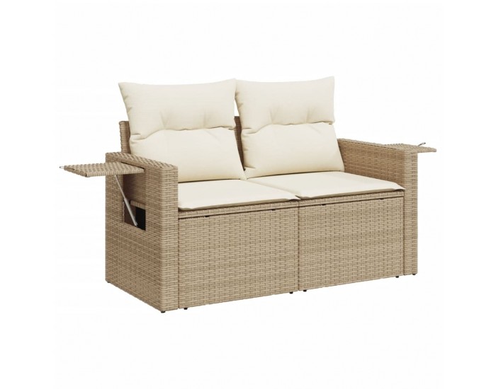 Sonata H Градински диван с възглавници, 11 части, бежов полиратан