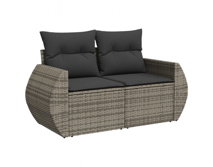 Sonata H Градински диван с възглавници, 6 части, полиратан, сив