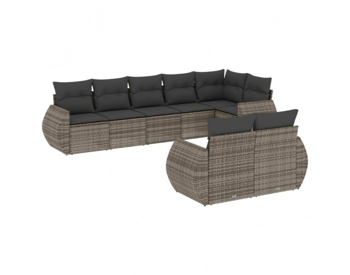 Sonata H Градински комплект диван с възглавници 8 части сив полиратан