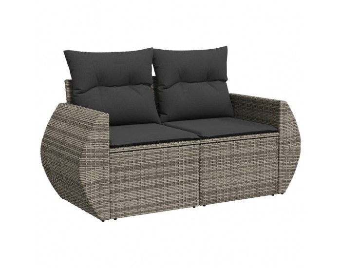 Sonata H Градински комплект диван с възглавници 8 части сив полиратан