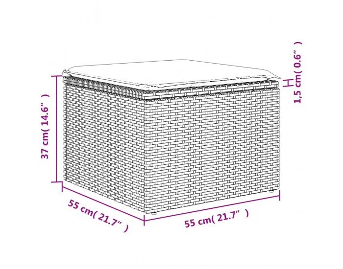 Sonata H Градински комплект с възглавници, 8 части, кафяв, полиратан