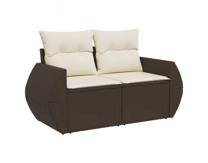 Sonata H Градински комплект с възглавници, 8 части, кафяв, полиратан