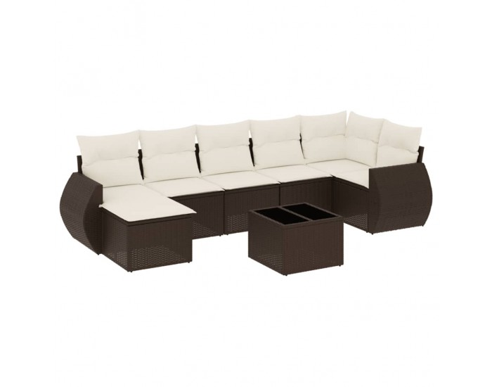 Sonata H Градински комплект с възглавници, 8 части, кафяв, полиратан