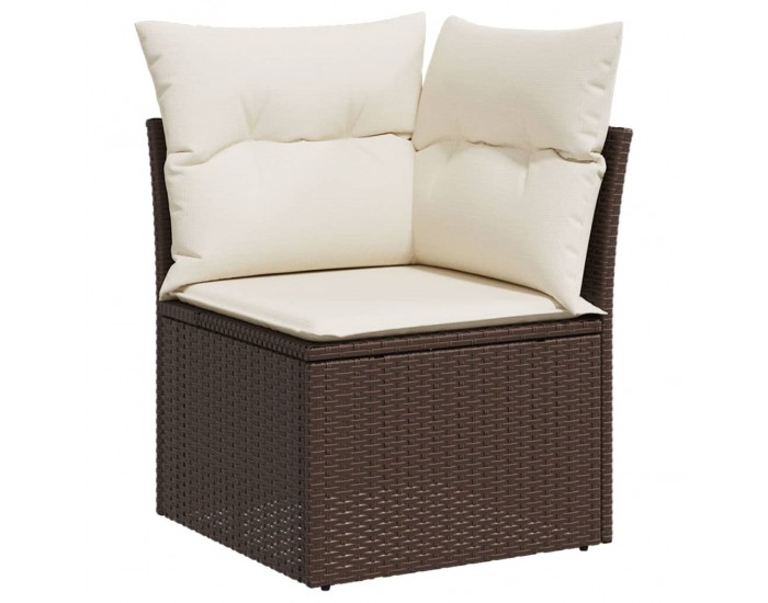 Sonata H Градински комплект с възглавници, 8 части, кафяв, полиратан