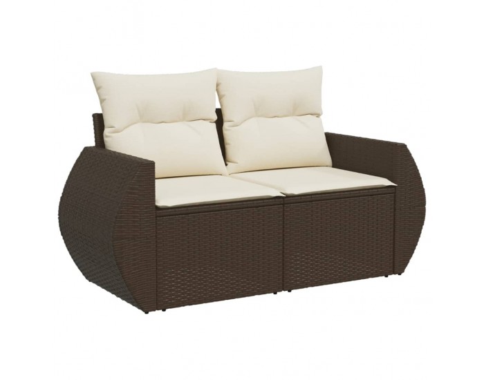 Sonata H Градински комплект с възглавници, 8 части, кафяв, полиратан