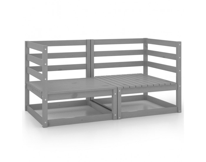 Sonata H Градински ъглови дивани, 2 бр, сиви, бор масив