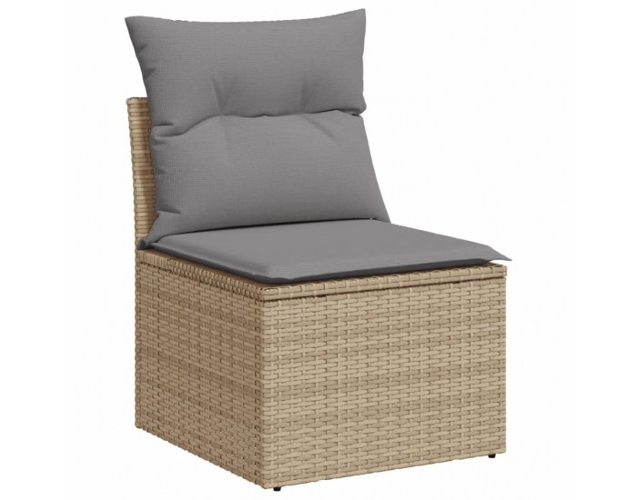 Sonata H Градински диван с възглавници, 10 части, бежов полиратан