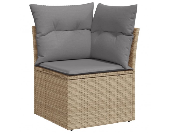 Sonata H Градински диван с възглавници, 10 части, бежов полиратан