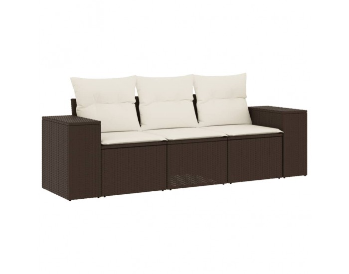 Sonata H Градински комплект с възглавници, 3 части, кафяв, полиратан