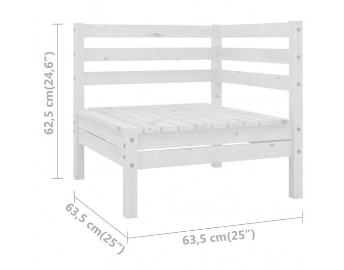 Sonata H Градински ъглови дивани, 2 бр, бели, бор масив