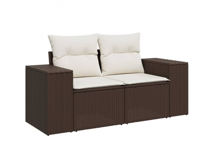 Sonata H Градински комплект с възглавници, 4 части, кафяв, полиратан