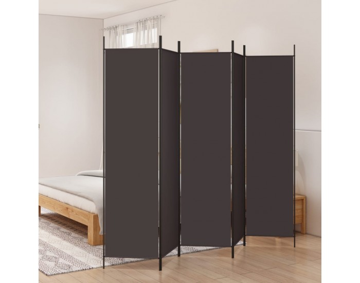 Sonata H Параван за стая, 5 панела, кафяв, 250x200 см, плат