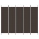 Sonata H Параван за стая, 5 панела, кафяв, 250x200 см, плат