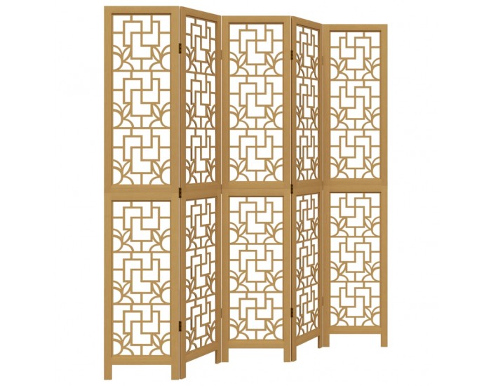 Sonata H Разделител за стая, 5 панела, кафяв, дърво пауловния масив