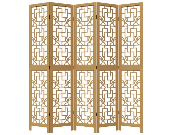 Sonata H Разделител за стая, 5 панела, кафяв, дърво пауловния масив